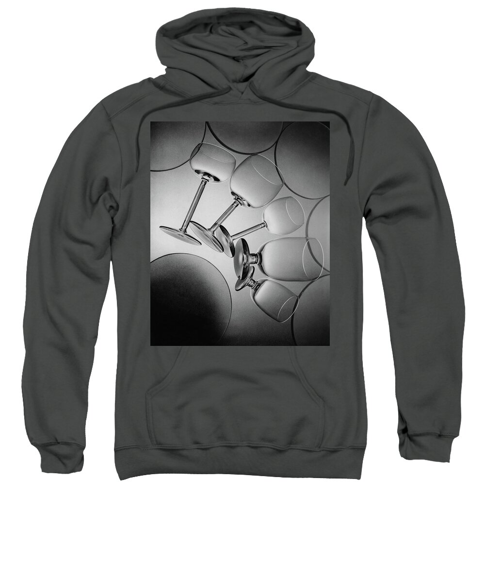 Interior Sweatshirt featuring the photograph Glassware Layed Out On A Glass Table by Anton Bruehl