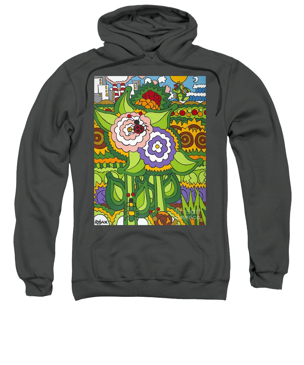 Flowers Sweatshirt featuring the painting Glee by Rojax Art