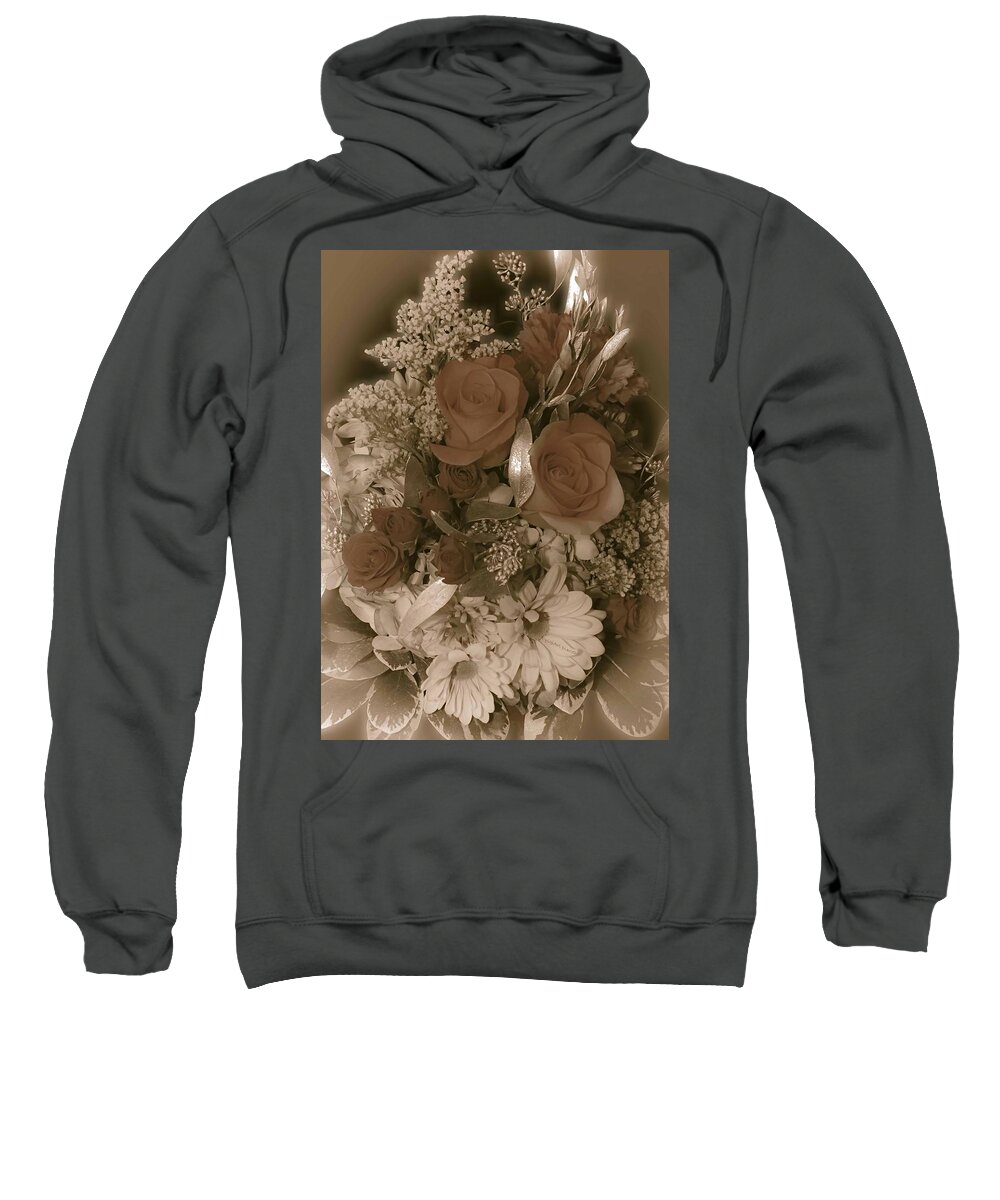 Bouquet Sweatshirt featuring the photograph Grandmas Bridal Bouquet by DigiArt Diaries by Vicky B Fuller