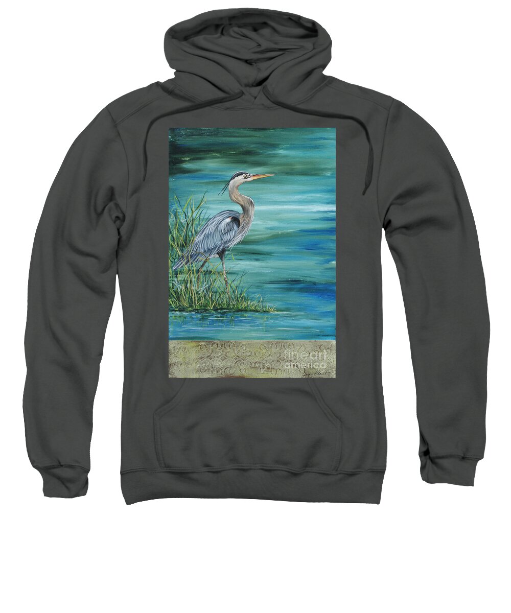 Botanical Sweatshirt featuring the painting Great Blue Heron 2 by Jean Plout