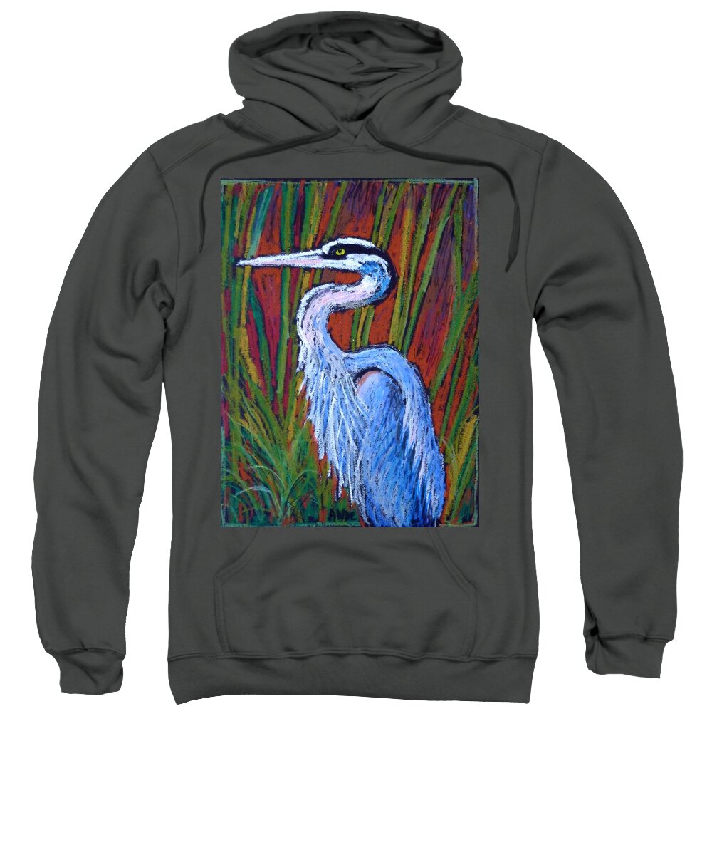 Blue Heron Sweatshirt featuring the painting Great Blue Heron by Ande Hall