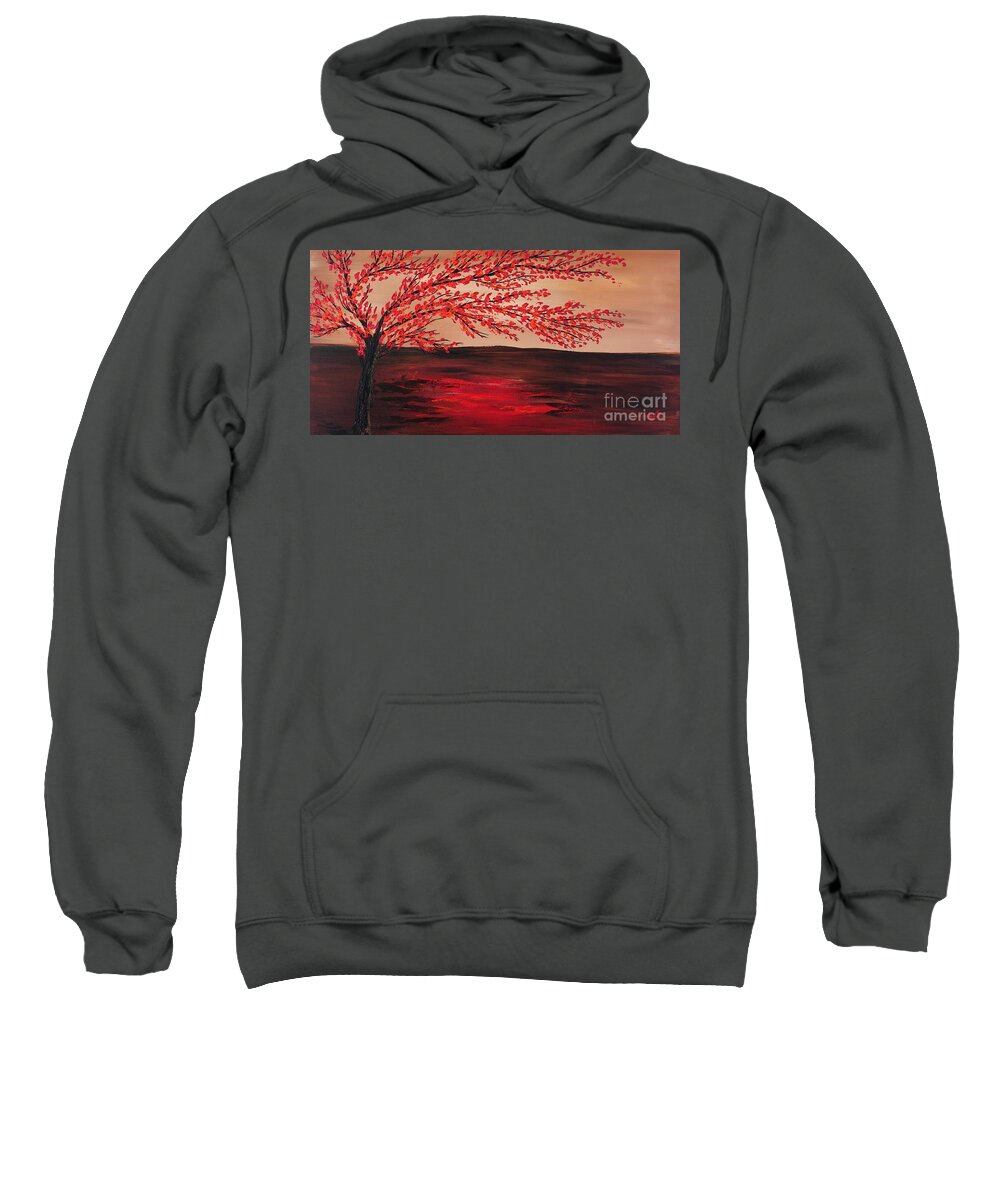 Contemporary Paintings Sweatshirt featuring the painting Growning down to the water by Preethi Mathialagan