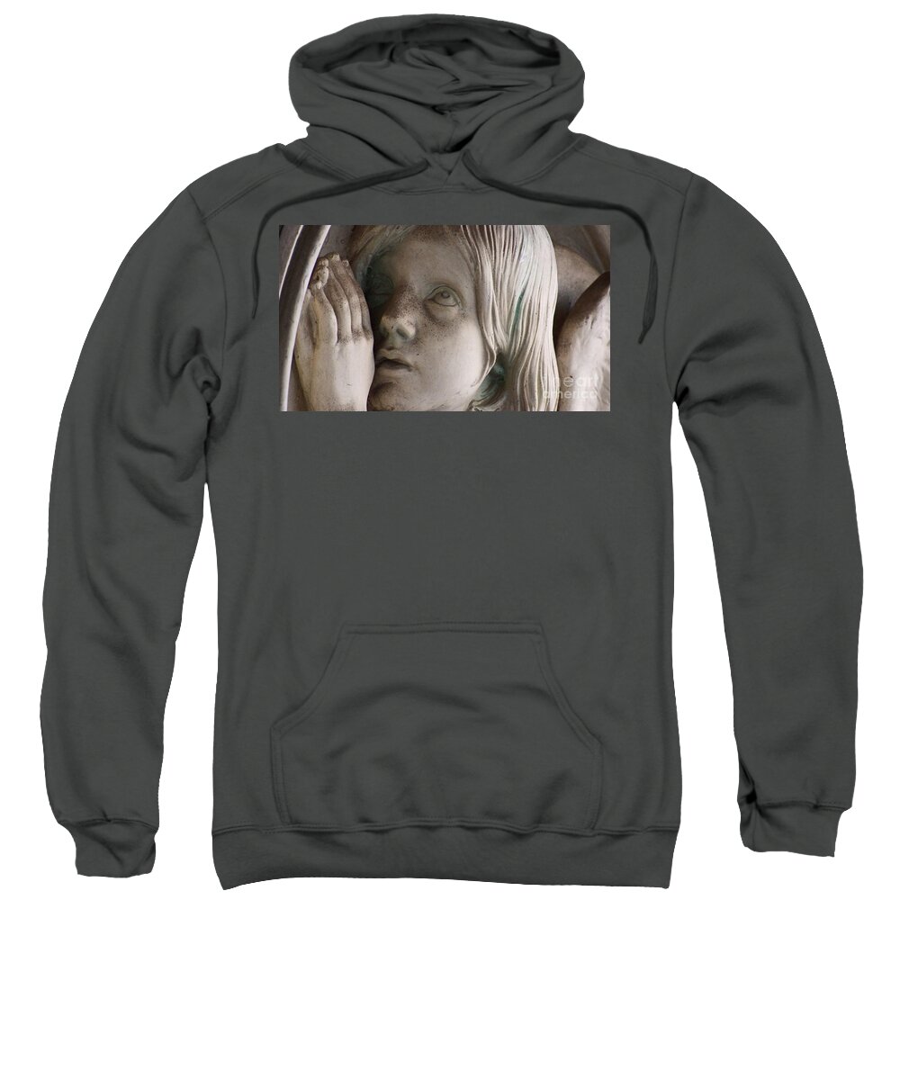 Angel Sweatshirt featuring the photograph Guardian Angel with praying hands by Eva-Maria Di Bella