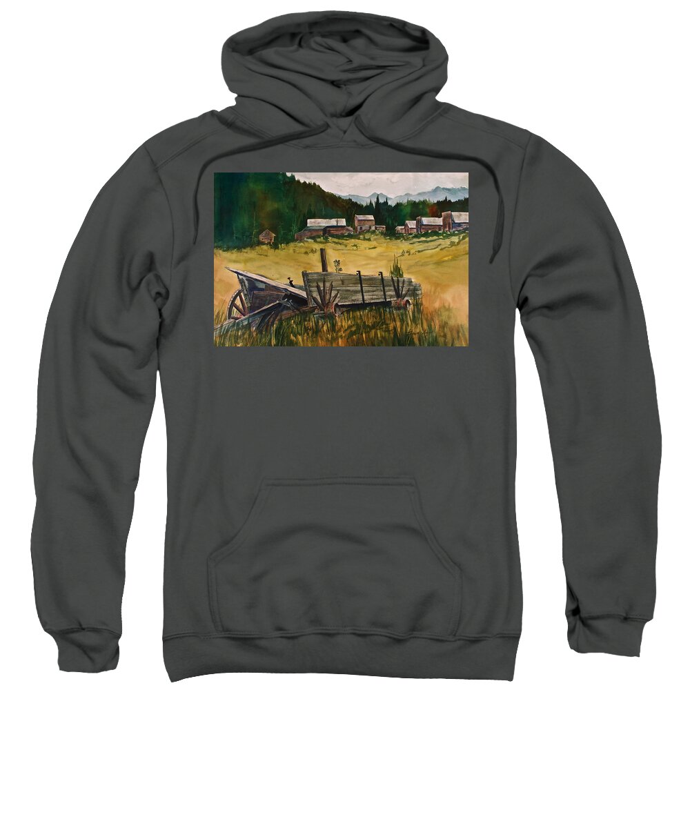 Ashcroft Sweatshirt featuring the painting Guess We'll Settle Here I by Frank SantAgata