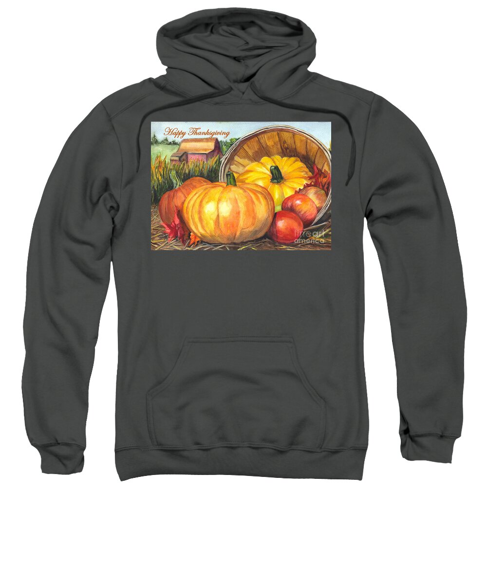 Watercolor Sweatshirt featuring the painting Happy Thanksgiving by Carol Wisniewski