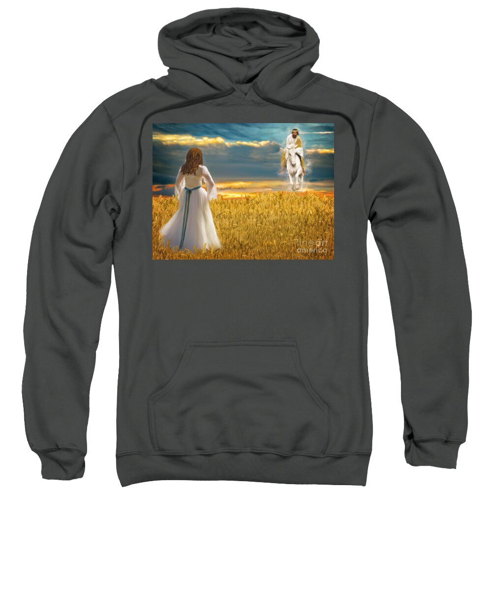 Prophetic Art Sweatshirt featuring the painting He Is Coming by Constance Woods