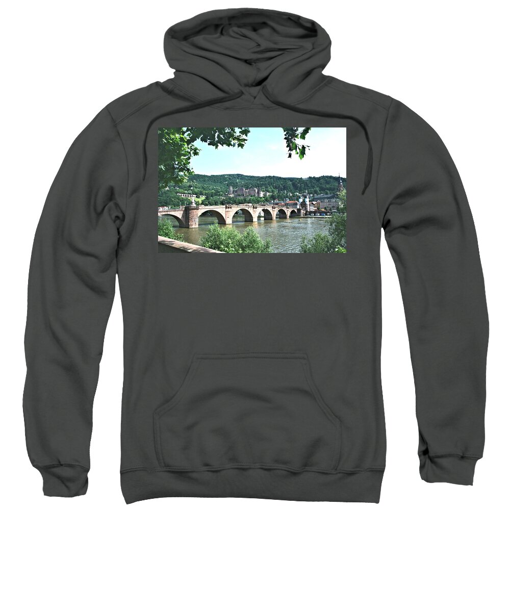 4122 Sweatshirt featuring the photograph Heidelberg Schloss overlooking the Neckar by Gordon Elwell
