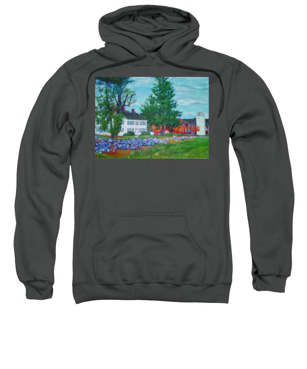 Telechron Sweatshirt featuring the painting Henry Warren House and Barn by Cliff Wilson