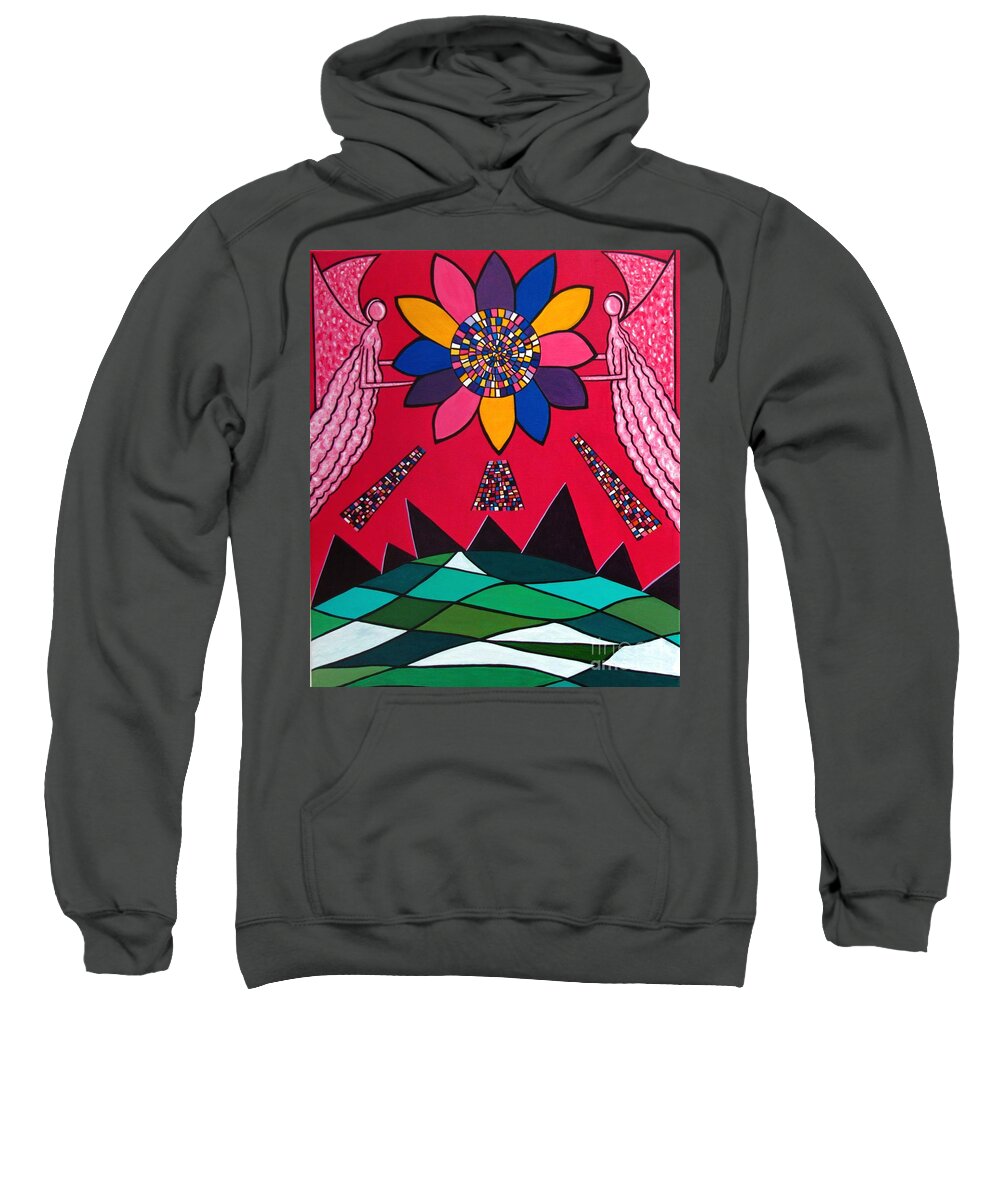 Angel Sweatshirt featuring the painting Here comes the sun 11 by Sandra Marie Adams