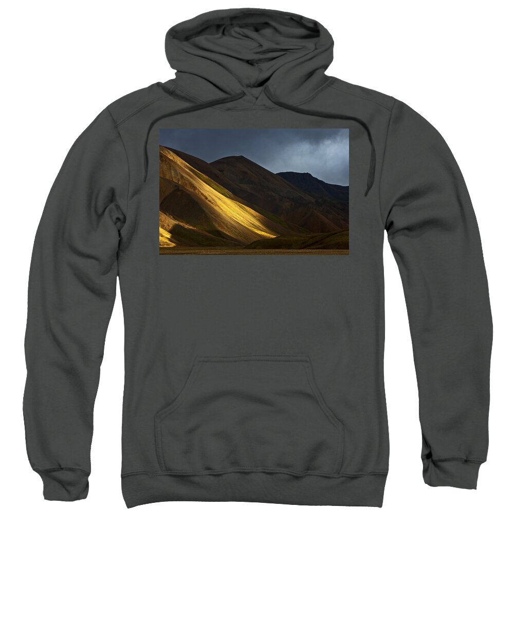 Heike Odermatt Sweatshirt featuring the photograph Hills At Sunset Landmannalaugar by Heike Odermatt