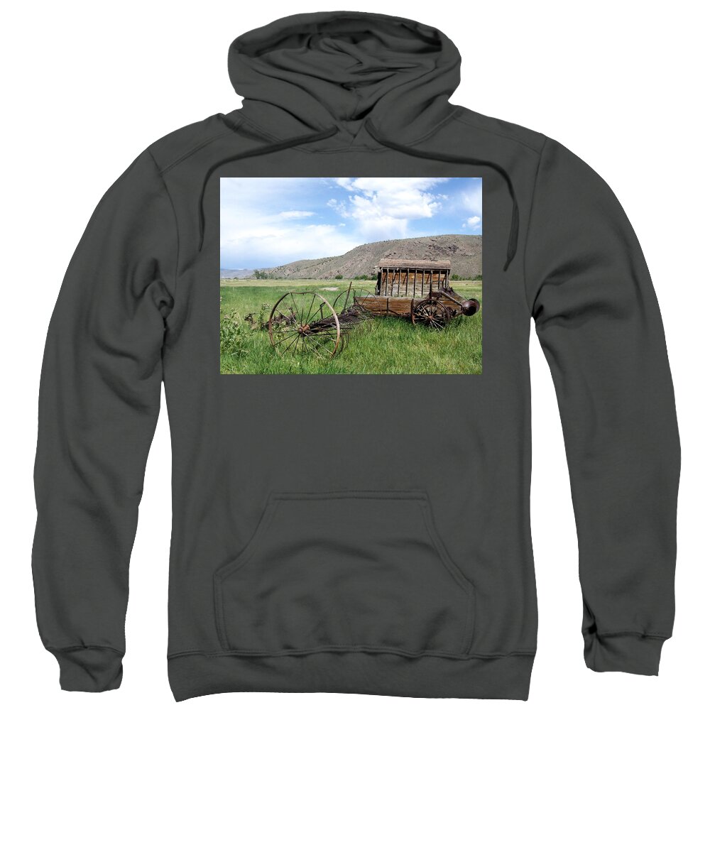 Rustic Farm Equipment Sweatshirt featuring the photograph History Abandoned by Donna Jackson
