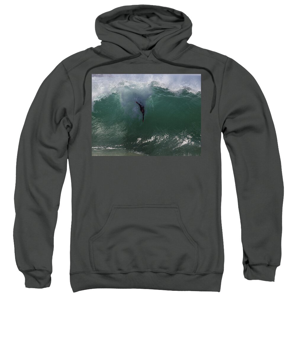 Big Surf Sweatshirt featuring the photograph Hold Your Breath by Joe Schofield