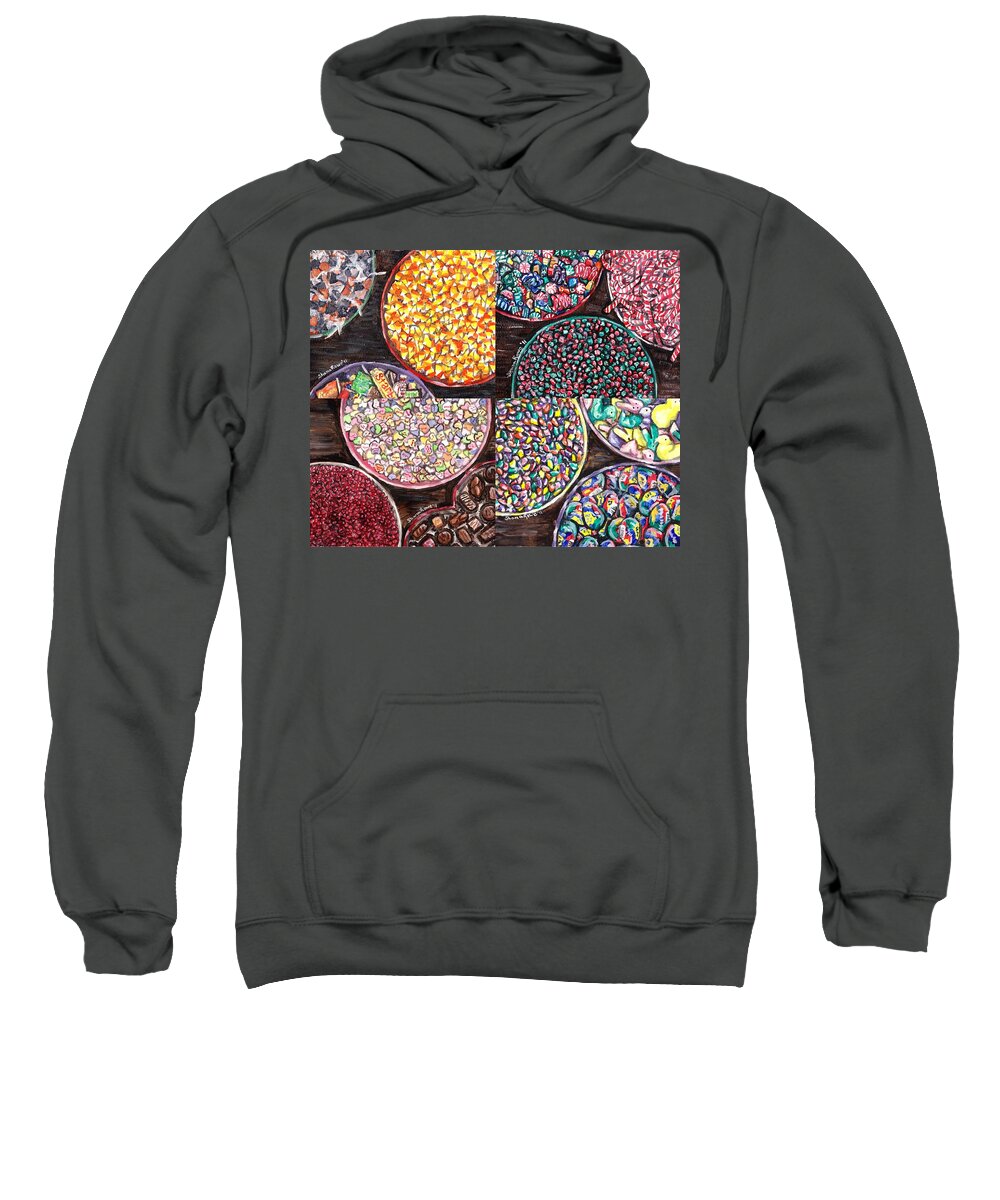 Holiday Sweatshirt featuring the painting Holiday Candy by Shana Rowe Jackson