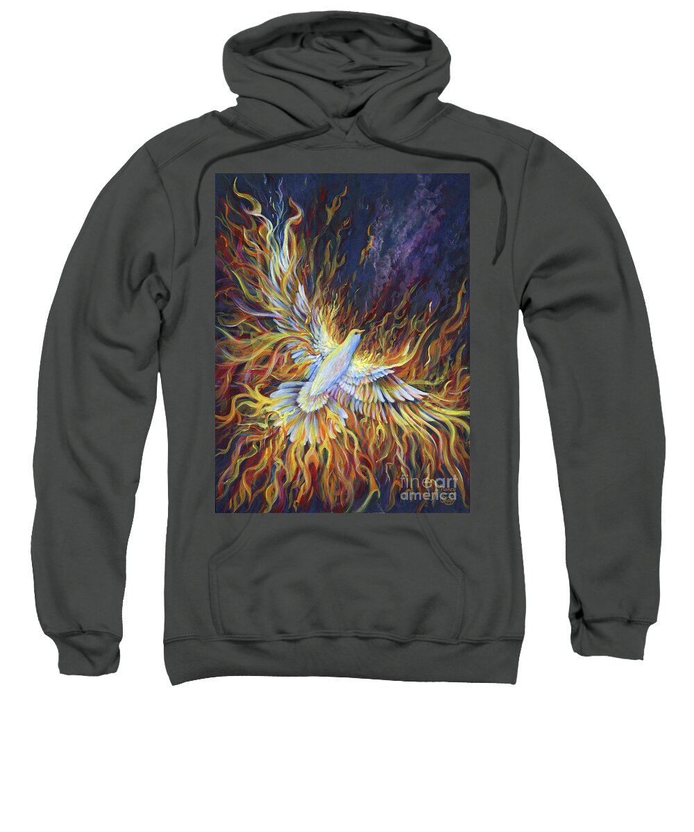 Holy Spirit Sweatshirt featuring the painting Holy Fire by Nancy Cupp