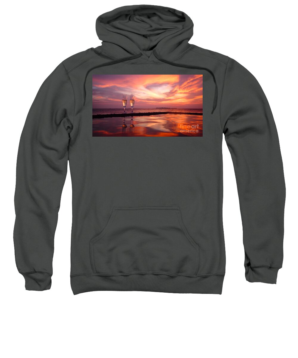 Champagne Sweatshirt featuring the photograph Honeymoon - A Heart In The Sky by Hannes Cmarits