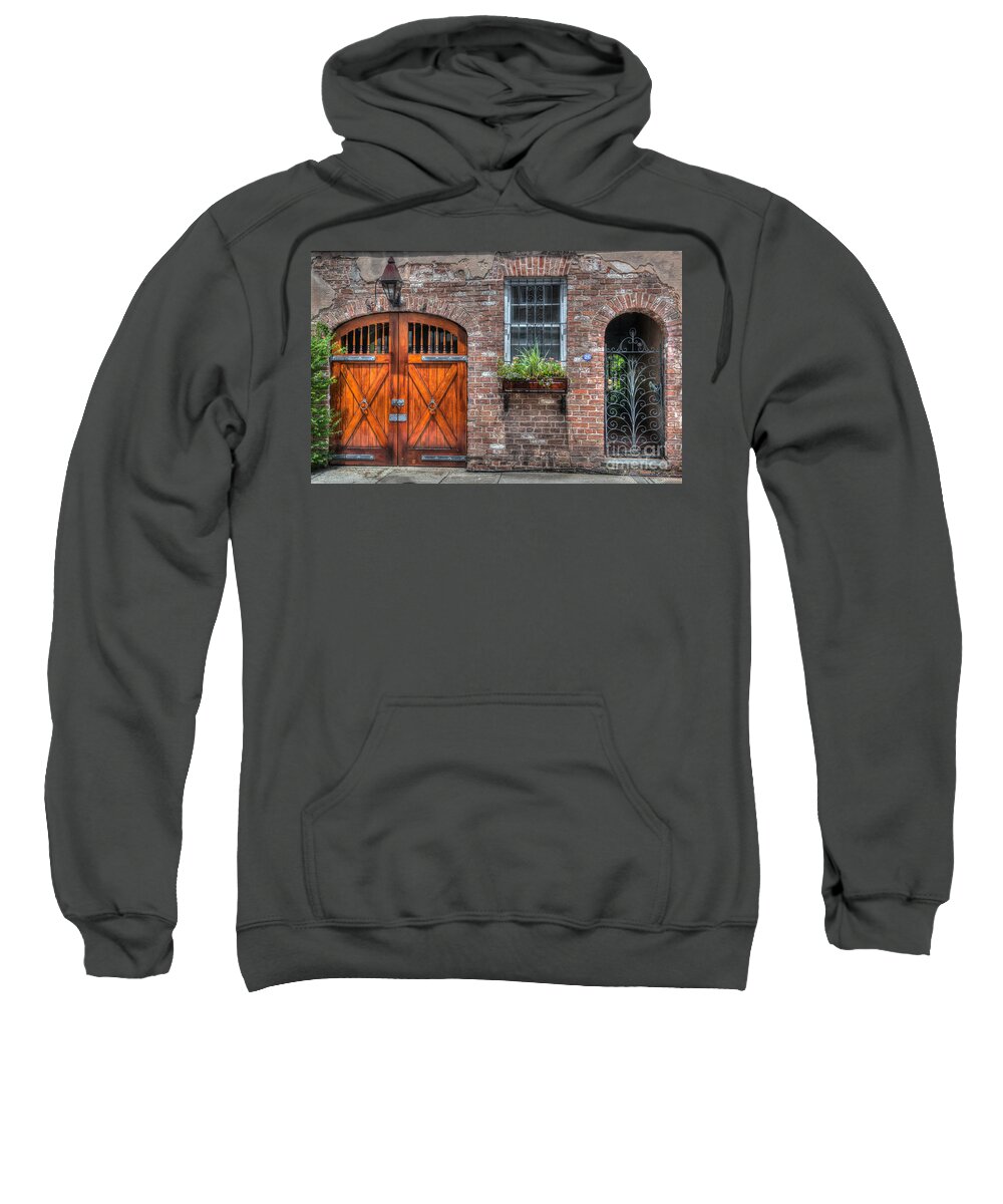 Carriage Sweatshirt featuring the photograph Horse Carriage Doors by Dale Powell