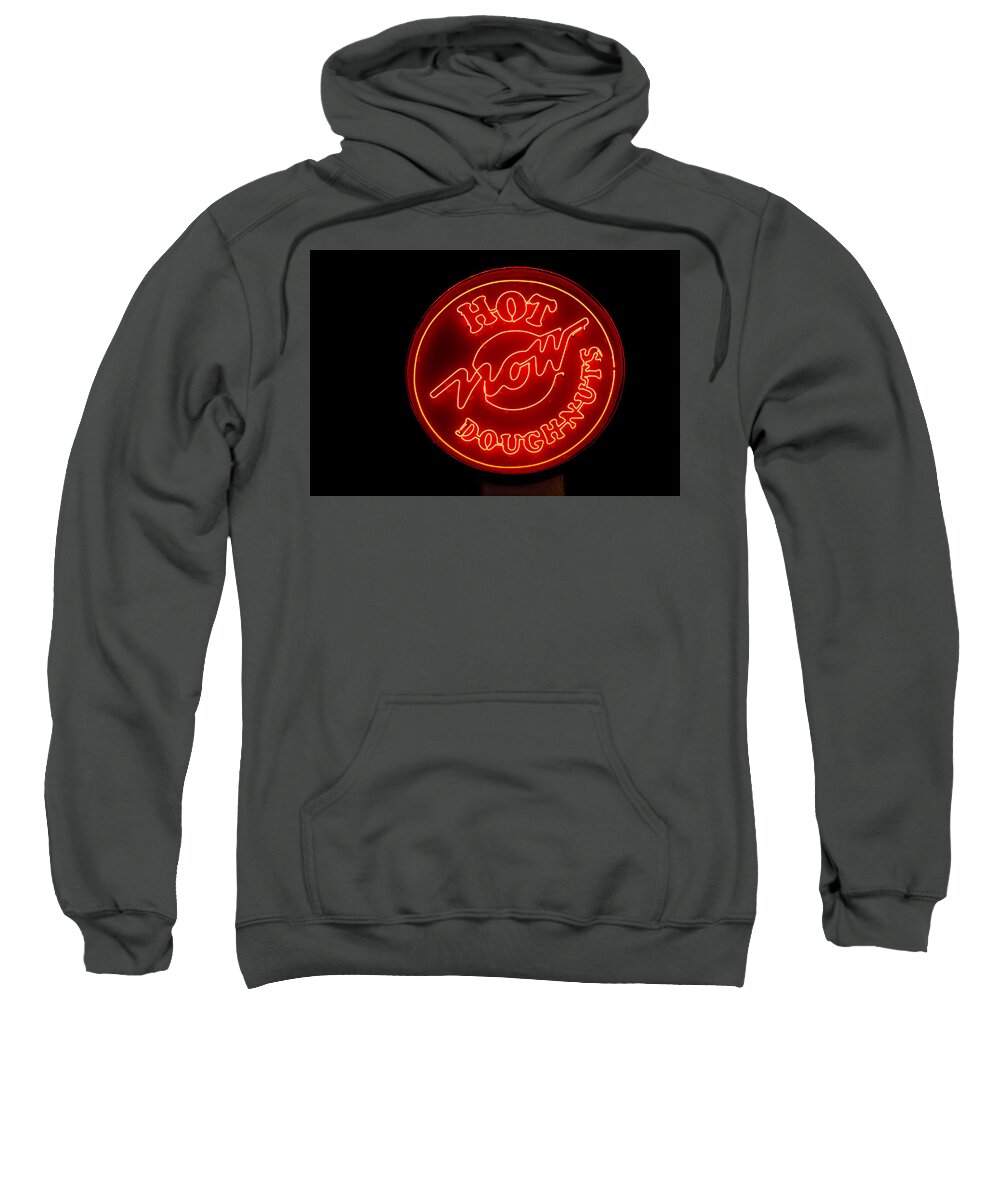 Hot Now Sweatshirt featuring the photograph Hot Now Krispy Kreme by Jerry Gammon