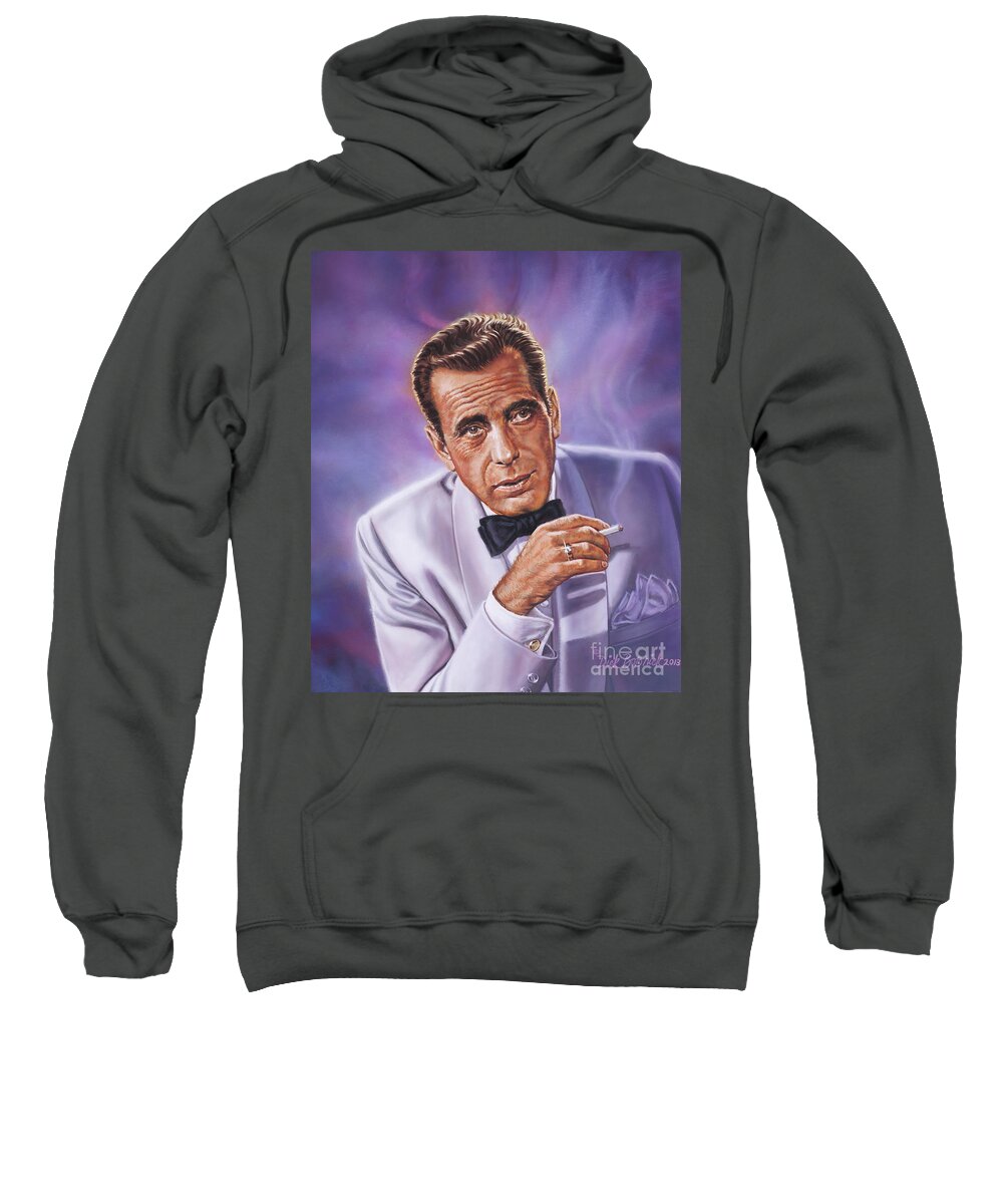 Portraits Sweatshirt featuring the painting Humphrey Bogart by Dick Bobnick