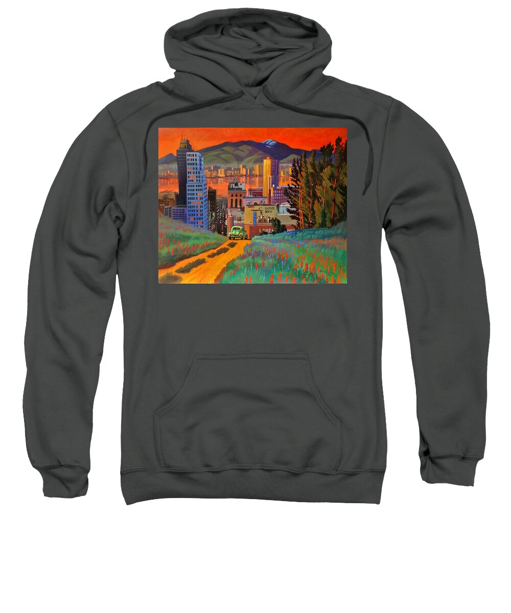 I Love New York Sweatshirt featuring the painting I Love New York City Jazz by Art West