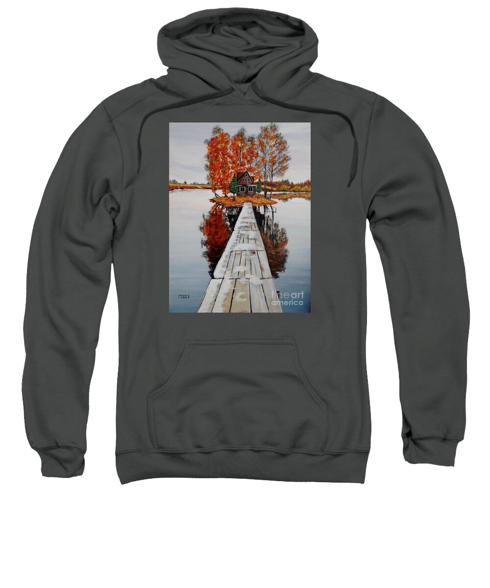 Cabin Sweatshirt featuring the painting Island Cabin by Marilyn McNish