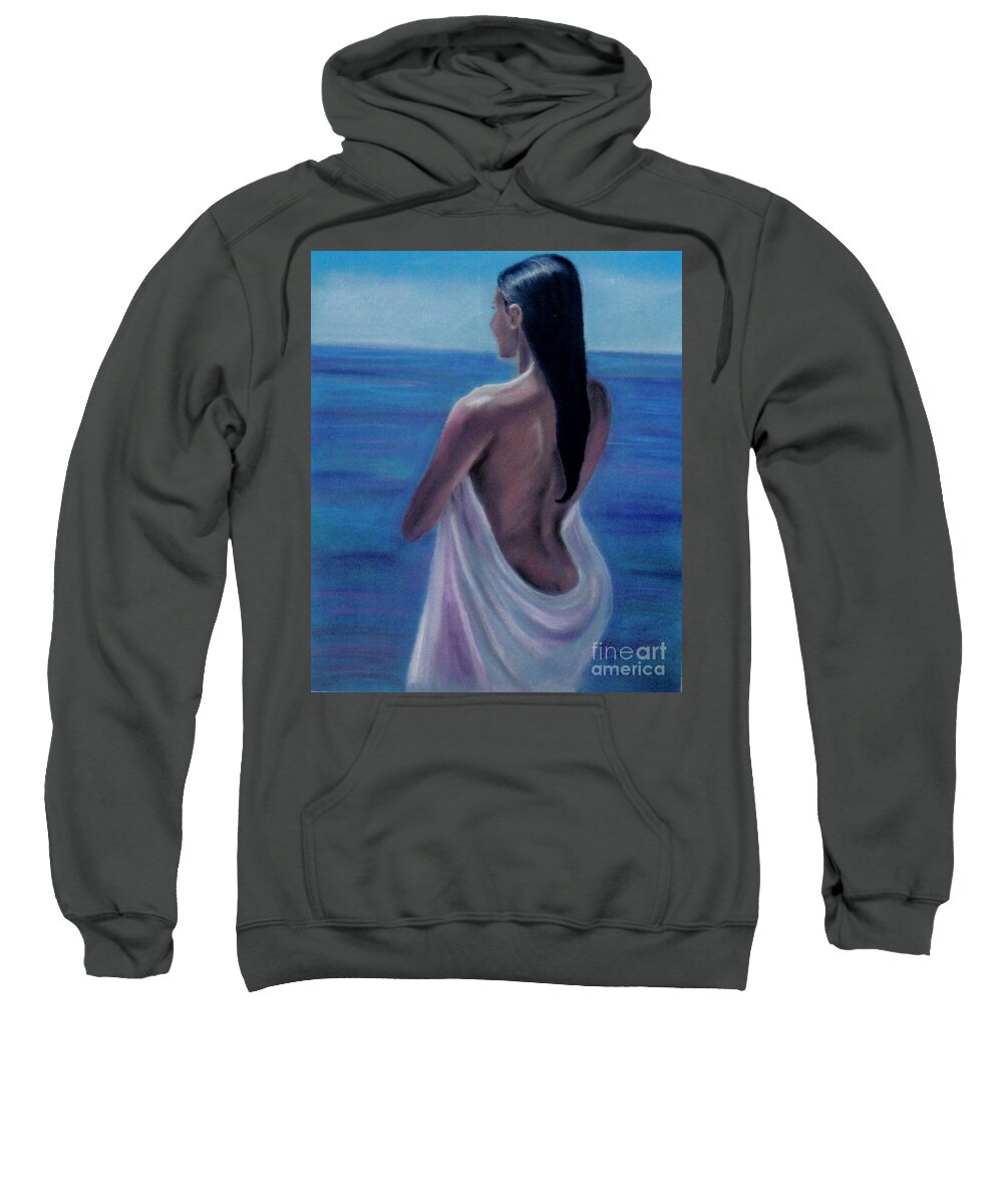 Nude Sweatshirt featuring the pastel Island Girl by Julie Brugh Riffey