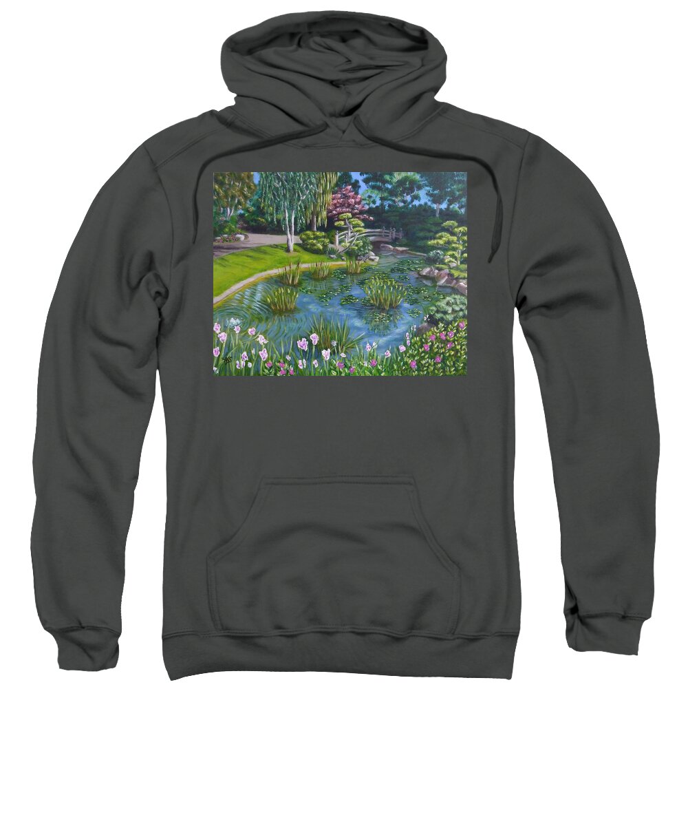 Csulb Sweatshirt featuring the painting Japanese Garden by Amelie Simmons