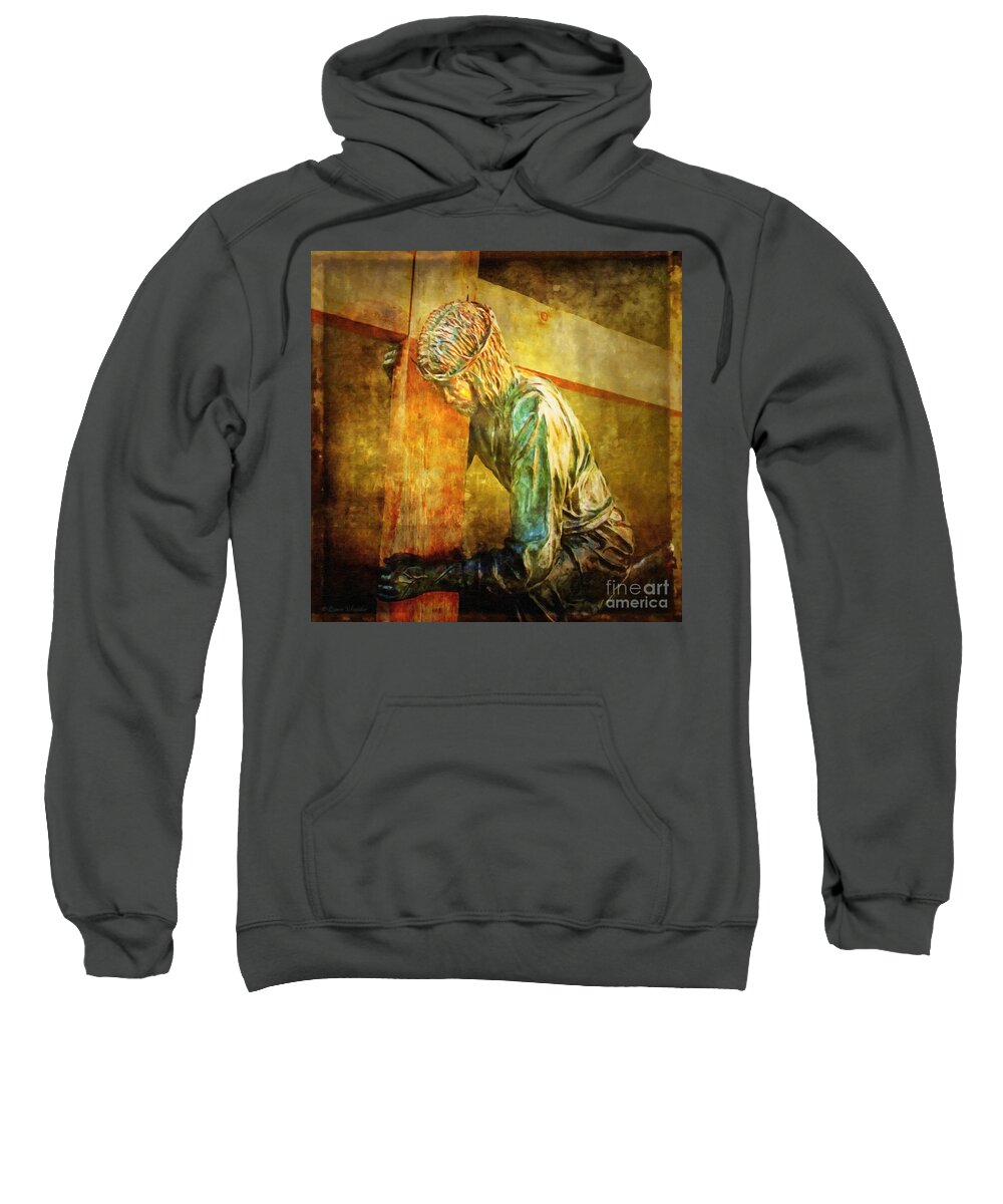 Jesus Sweatshirt featuring the digital art Jesus Falls Via Dolorosa 3 by Lianne Schneider