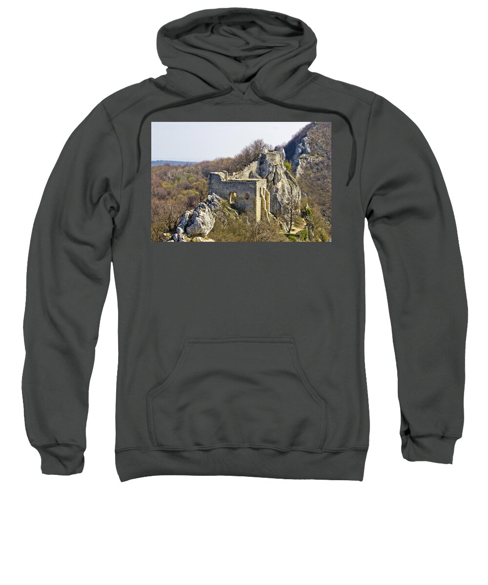 Croatia Sweatshirt featuring the photograph Kalnik mountain fortress on cliff by Brch Photography