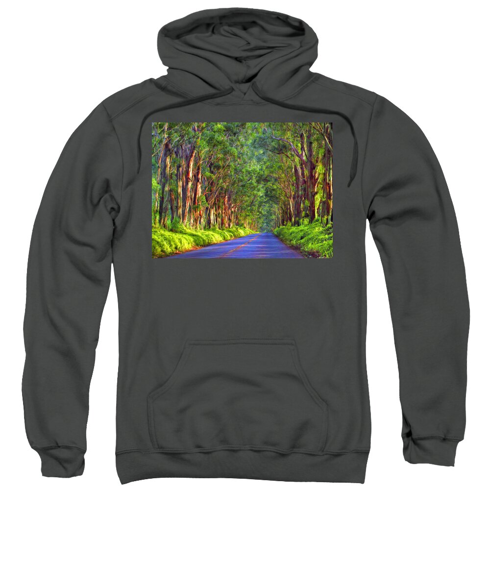 Kauai Sweatshirt featuring the painting Kauai Tree Tunnel by Dominic Piperata