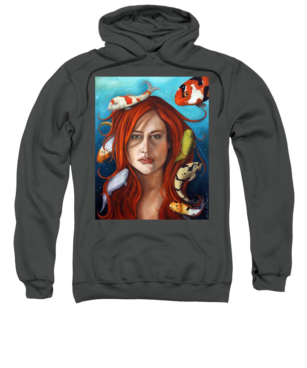 Fish Sweatshirt featuring the painting Koi by Leah Saulnier The Painting Maniac