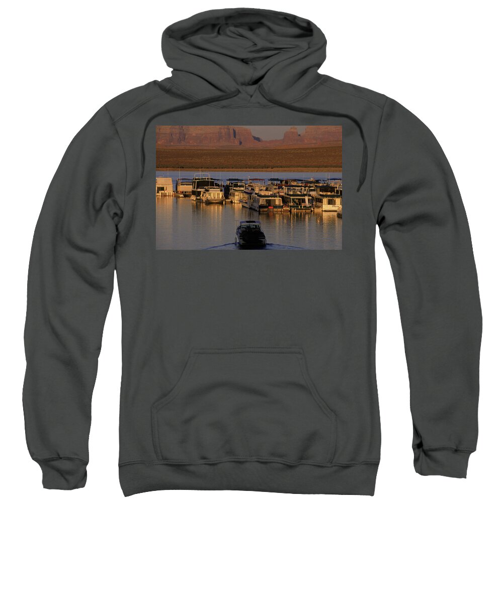 Boats Sweatshirt featuring the photograph Lake Powell by Peter Essick