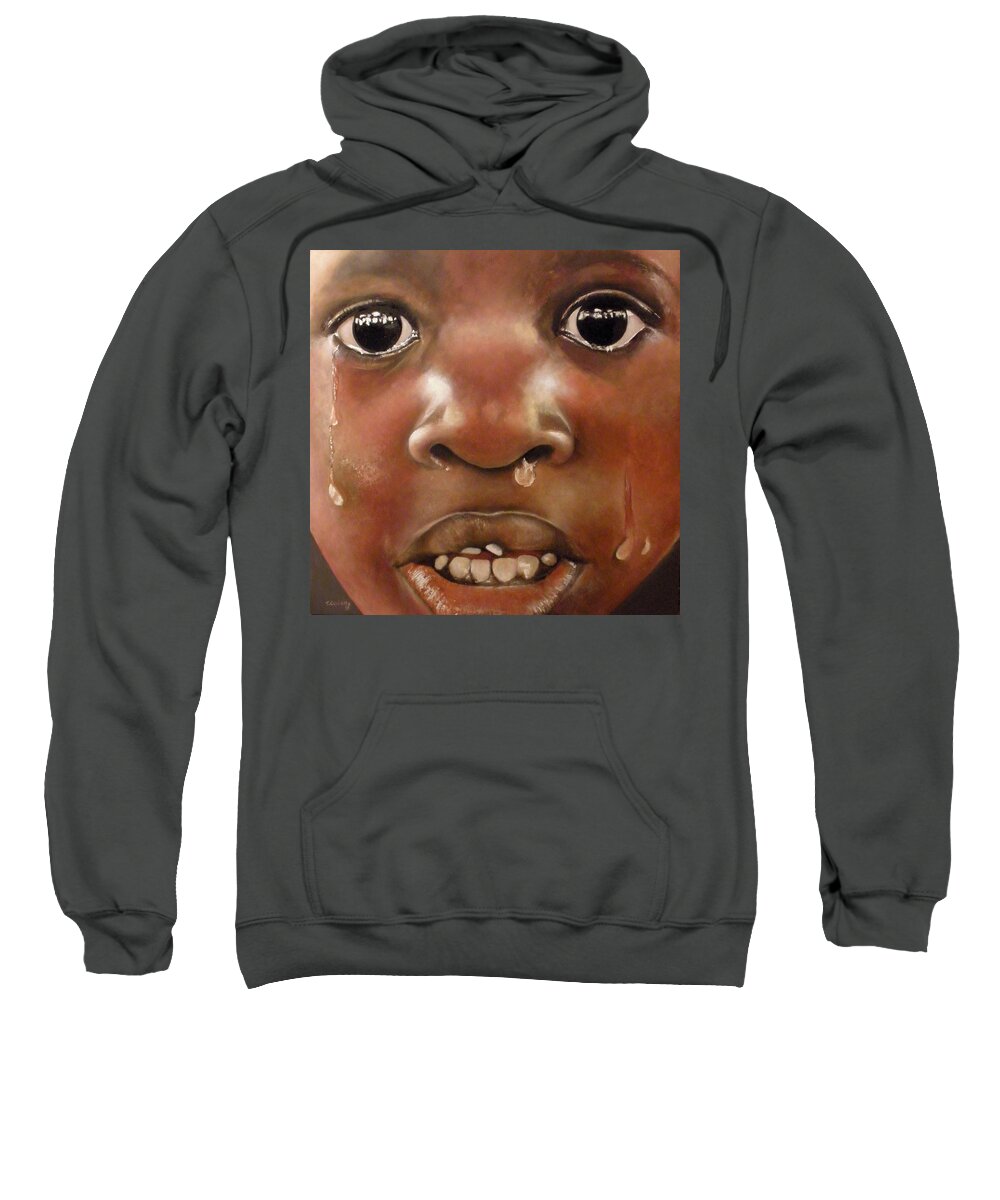 Boy Crying Sweatshirt featuring the painting Llanto by Tomas Castano