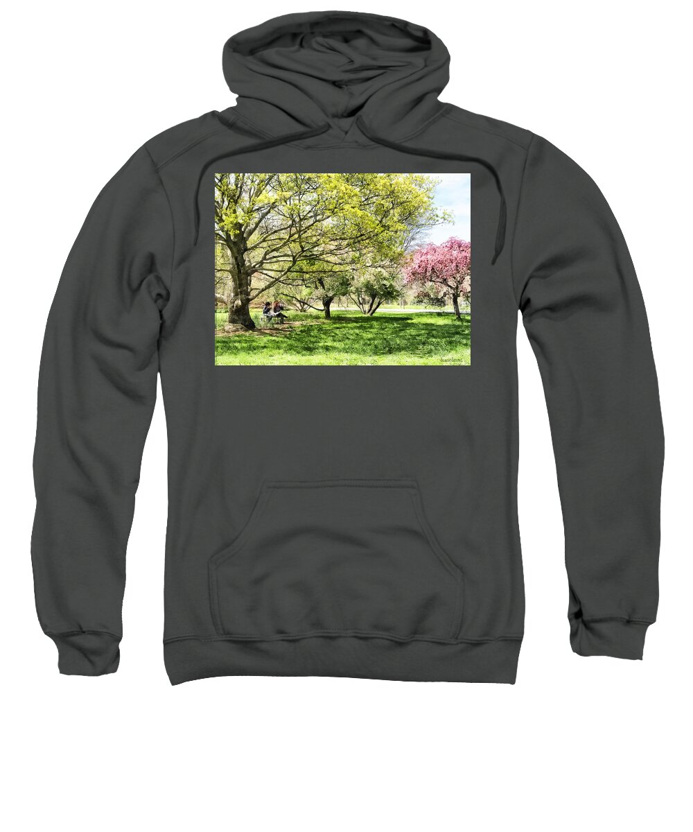 Spring Sweatshirt featuring the photograph Lunch in the Park in Spring by Susan Savad