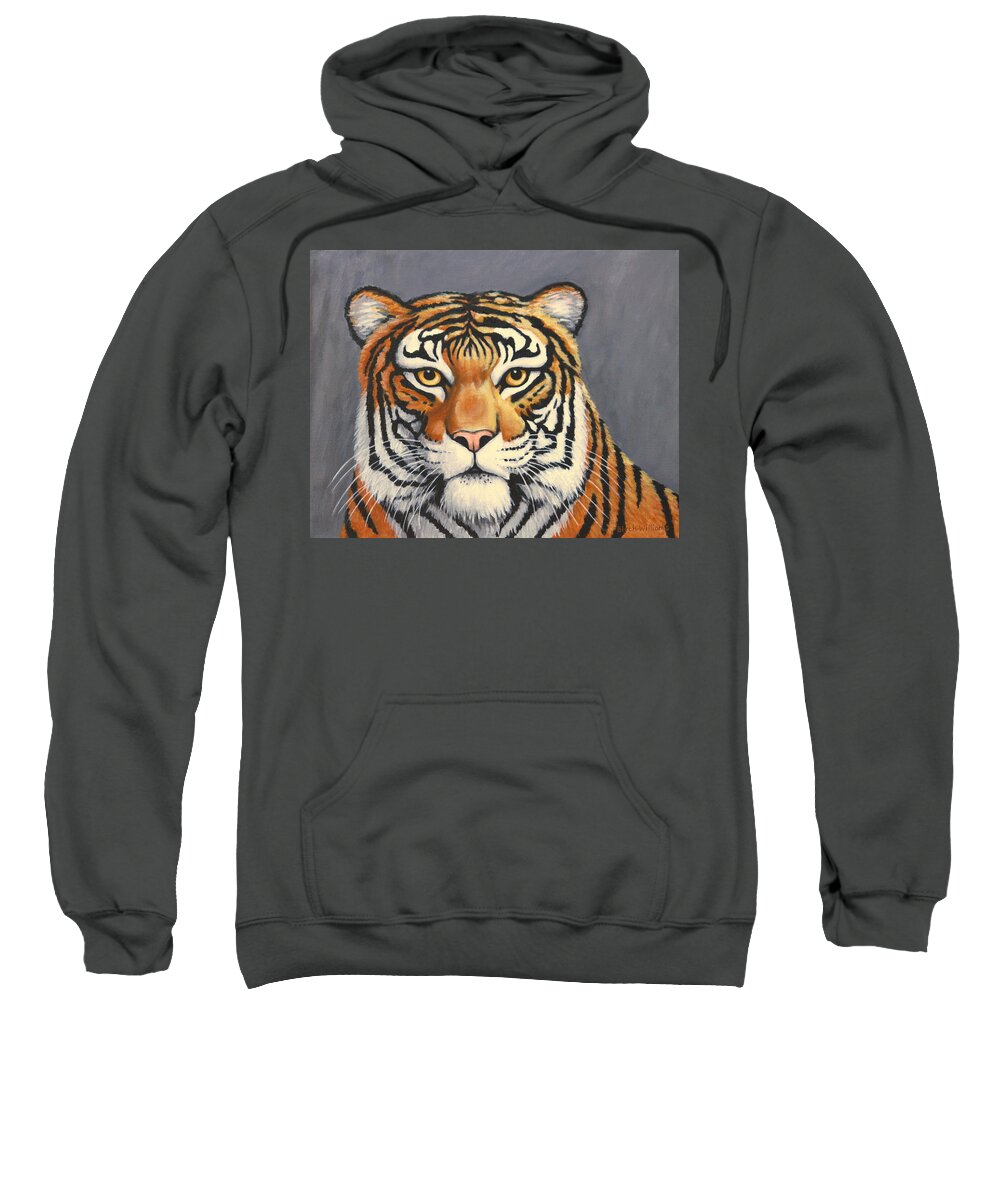Tiger Sweatshirt featuring the painting Malayan Tiger Portrait by Penny Birch-Williams