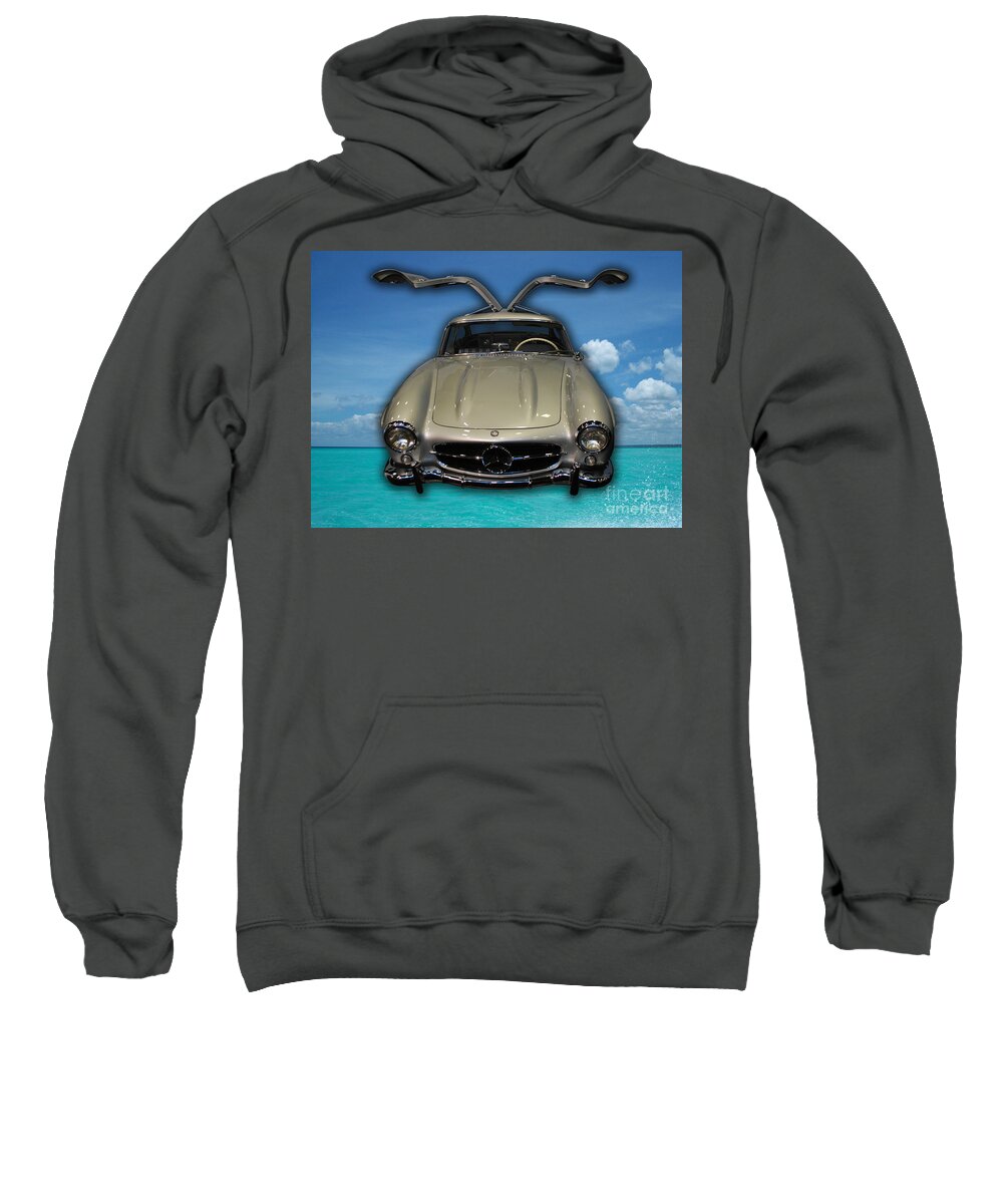 Mercedes Sweatshirt featuring the photograph Mercedes Benz Flys Over Perfect Turquoise Blue by Heather Kirk
