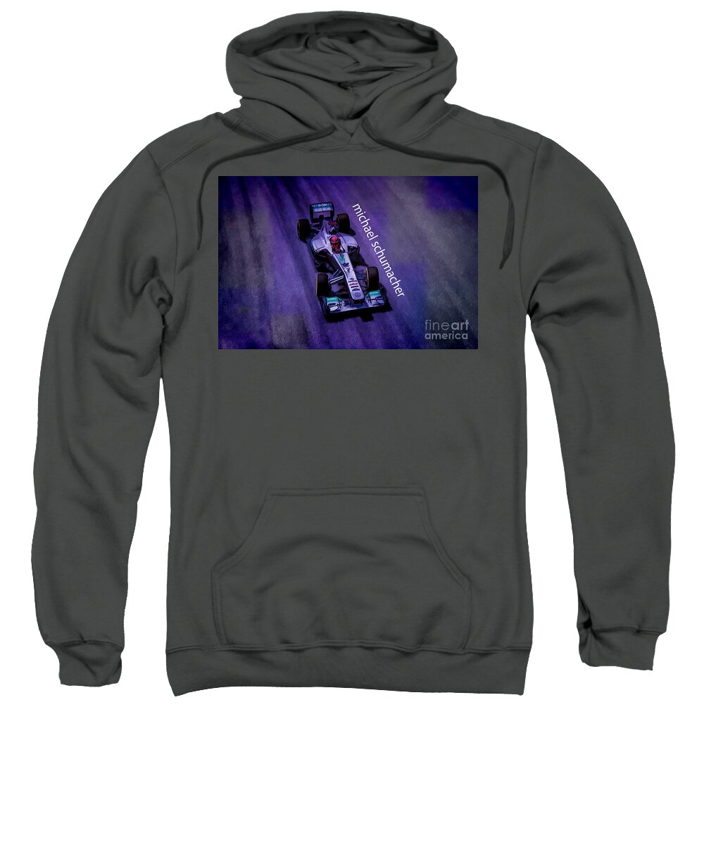 F1 Racer Sweatshirt featuring the digital art Michael Schumacher by Marvin Spates