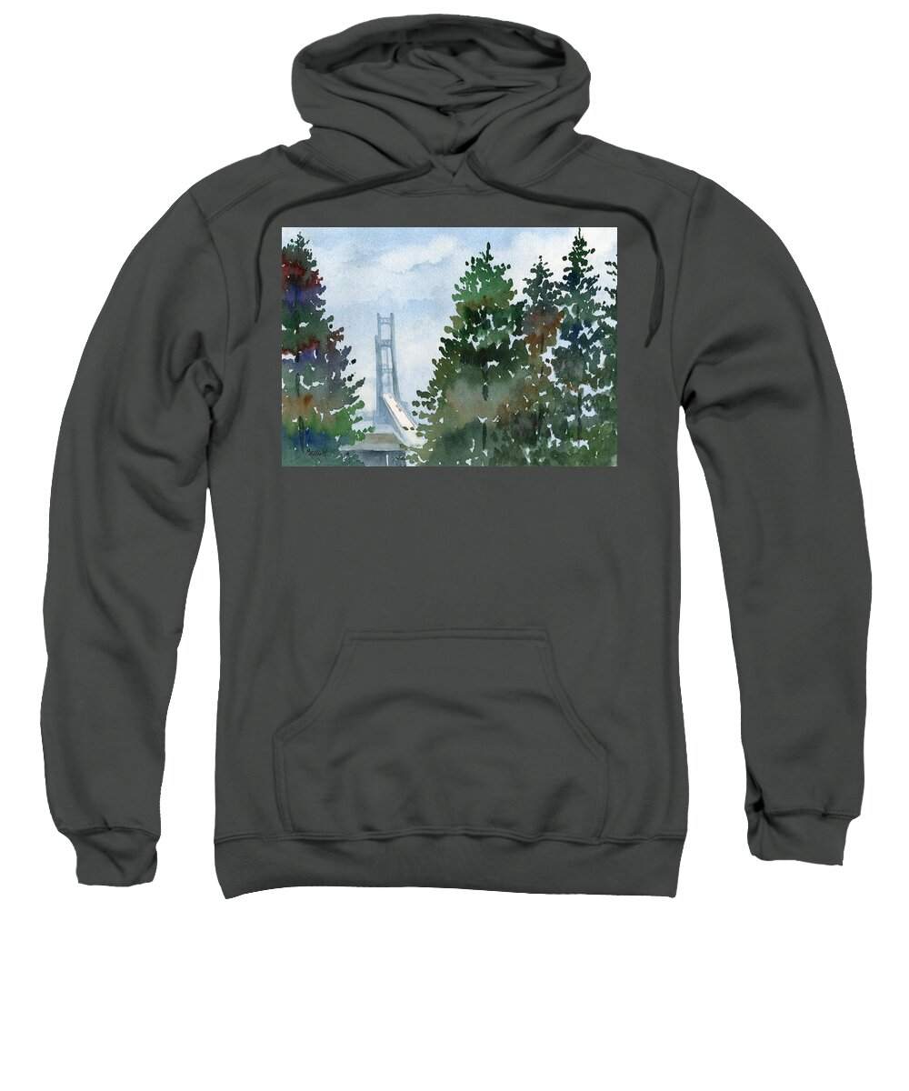 Bridge Sweatshirt featuring the painting Mighty Mac by Marsha Elliott