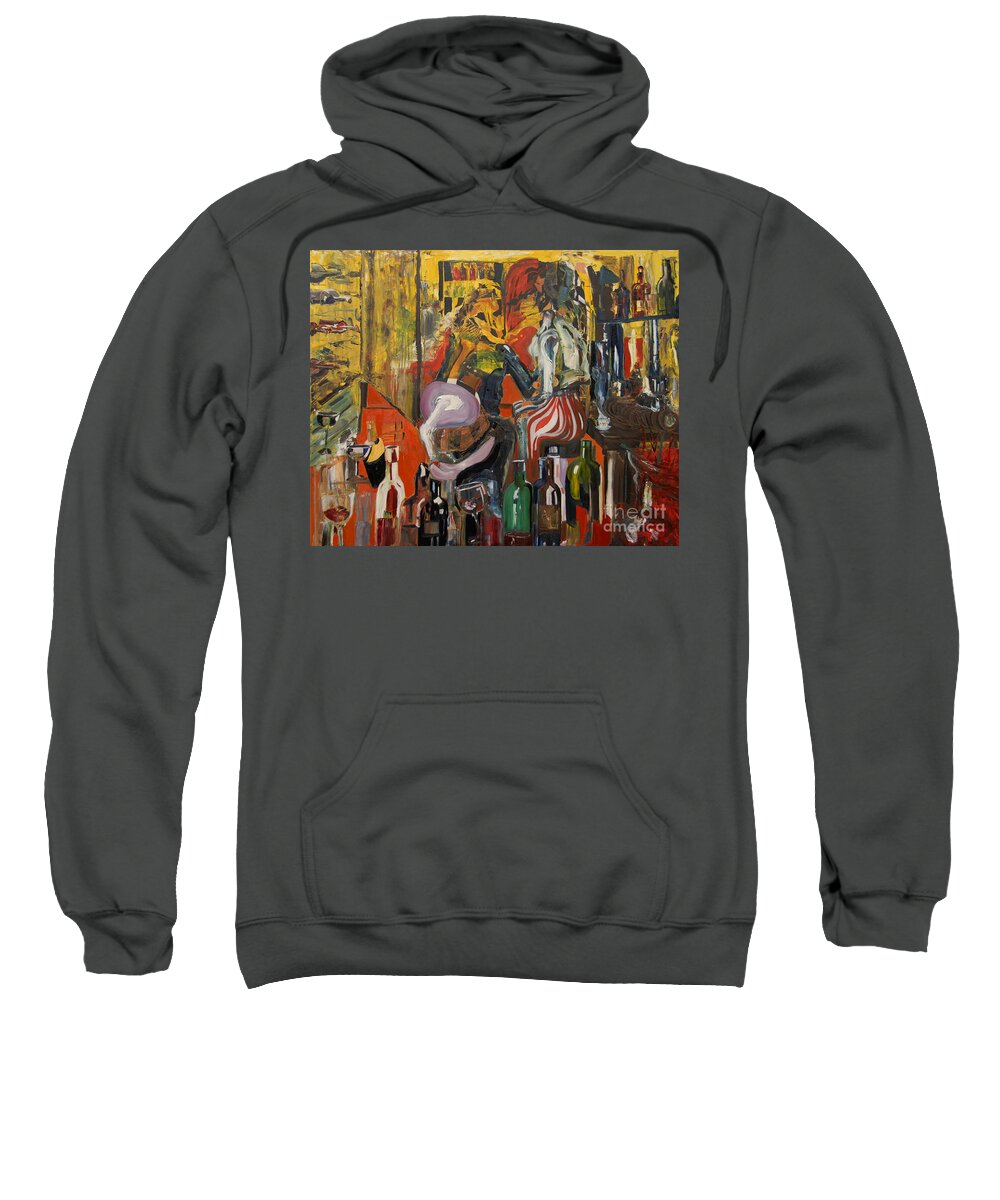 Dining Sweatshirt featuring the painting Mind That Hot Tea by James Lavott