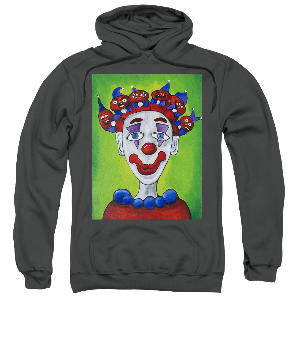 Circus Sweatshirt featuring the painting Miss.Curly Clown by Patricia Arroyo