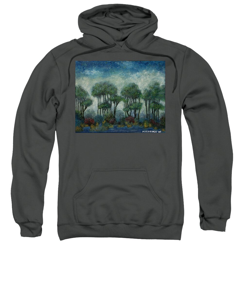 Misty Sweatshirt featuring the painting Misty Marsh by Michael Heikkinen
