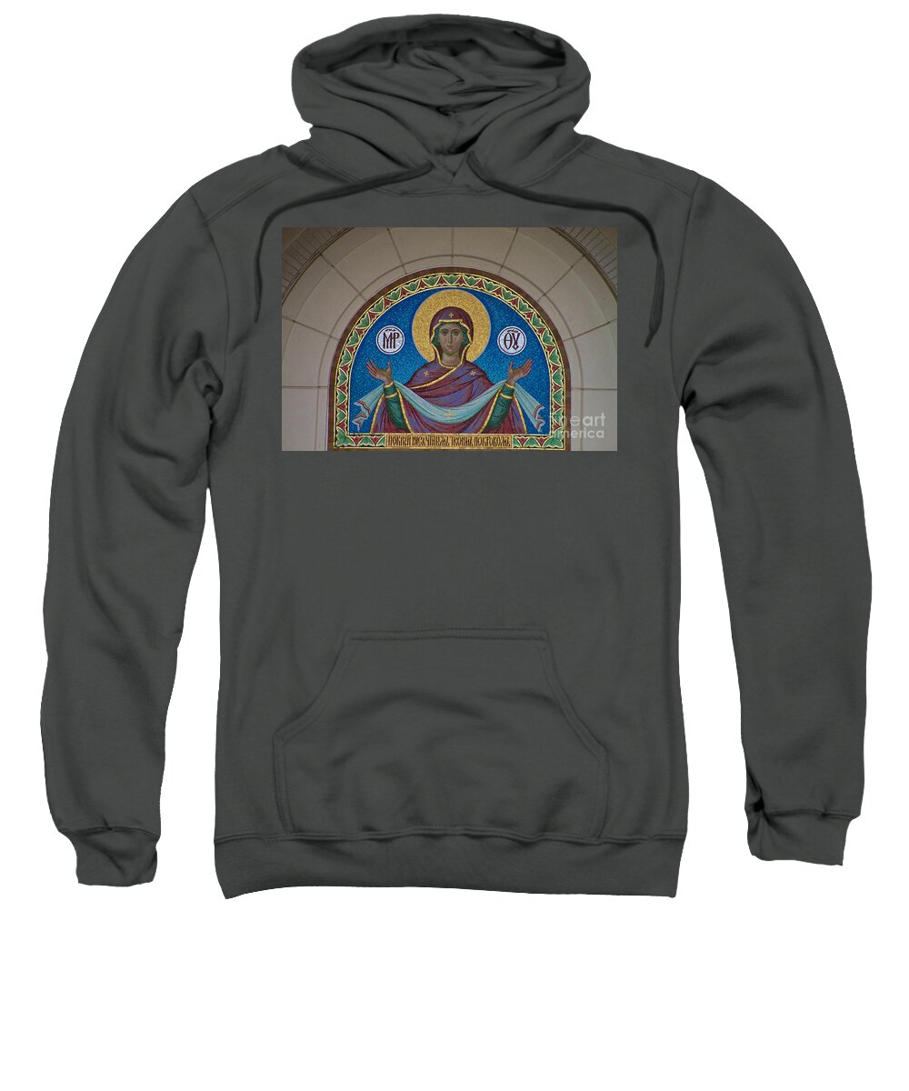 Cross Sweatshirt featuring the photograph Mother of God Mosaic by William Norton