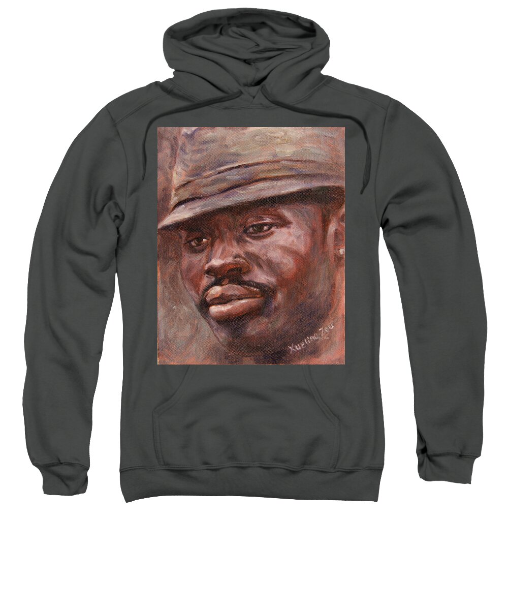 Mr Cool Hat Sweatshirt featuring the painting Mr Cool Hat by Xueling Zou