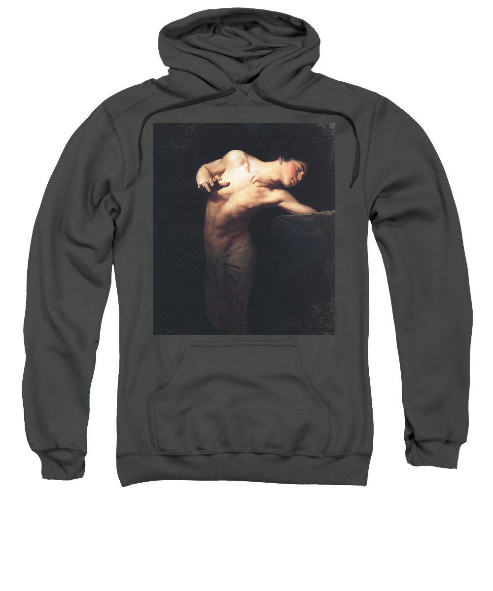 Narcissus Sweatshirt featuring the painting Narcissus by Gyula Benczur