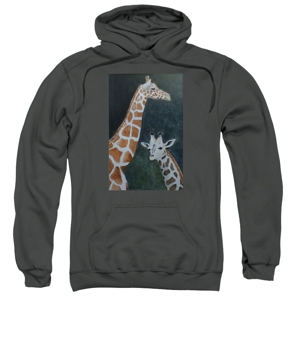 Zoo Sweatshirt featuring the painting Neck and Neck by Jill Ciccone Pike