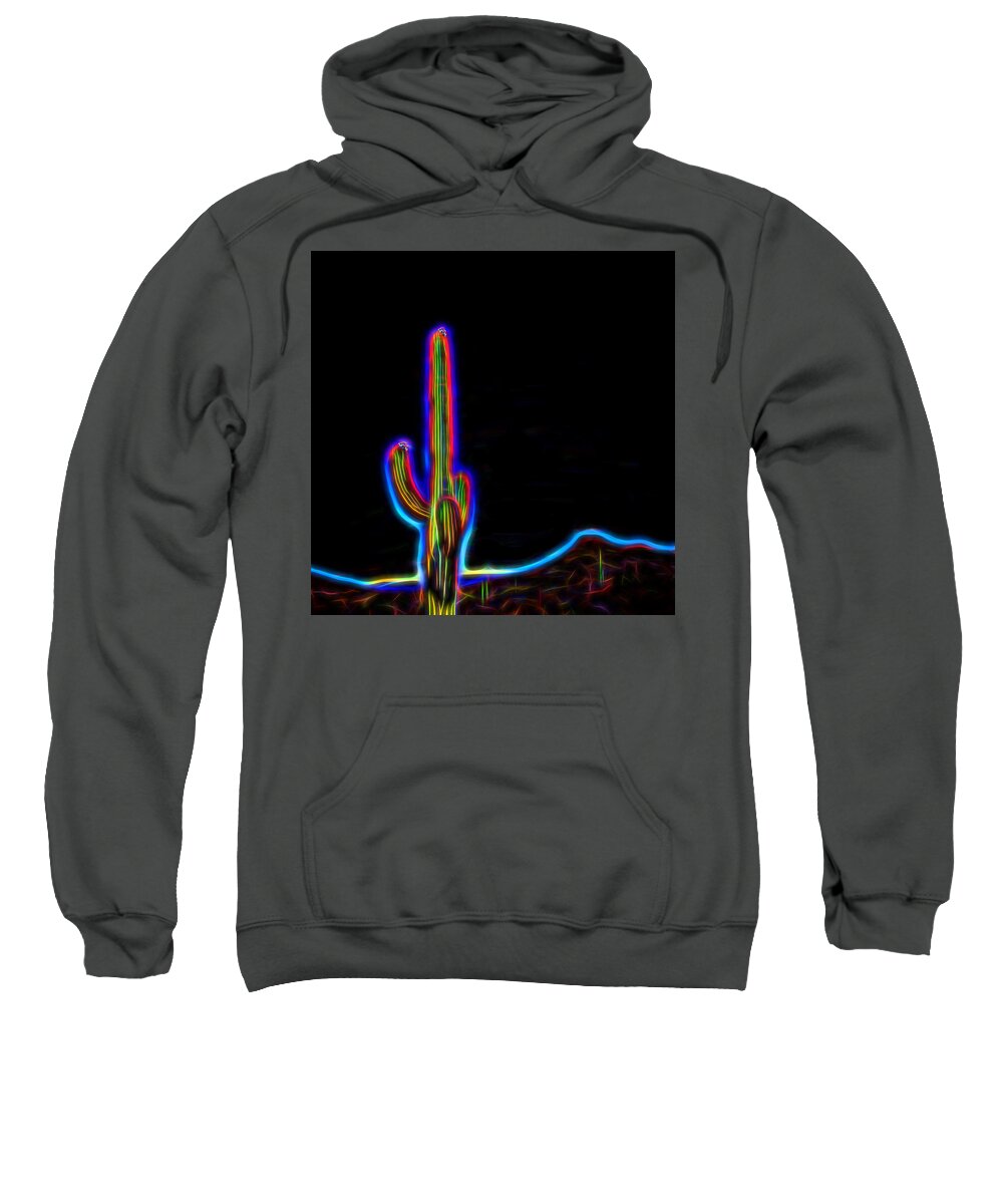 Arizona Sweatshirt featuring the photograph Neon Cactus in Bloom by Marianne Campolongo