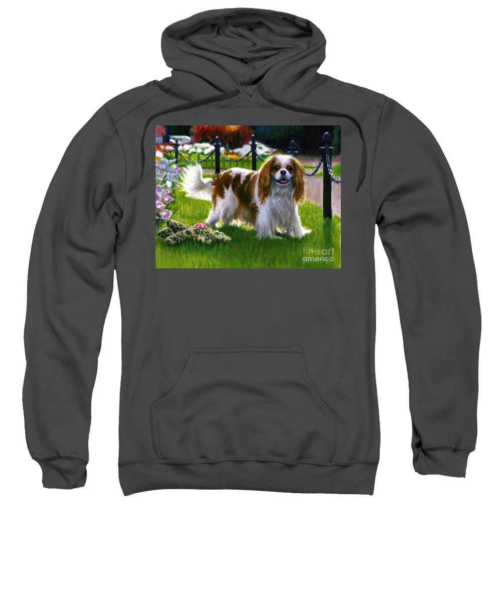 King Charles Cavalier Sweatshirt featuring the painting Noble by Candace Lovely
