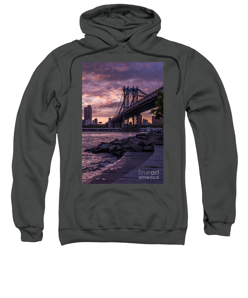 Nyc Sweatshirt featuring the photograph NYC- Manhatten Bridge at night by Hannes Cmarits