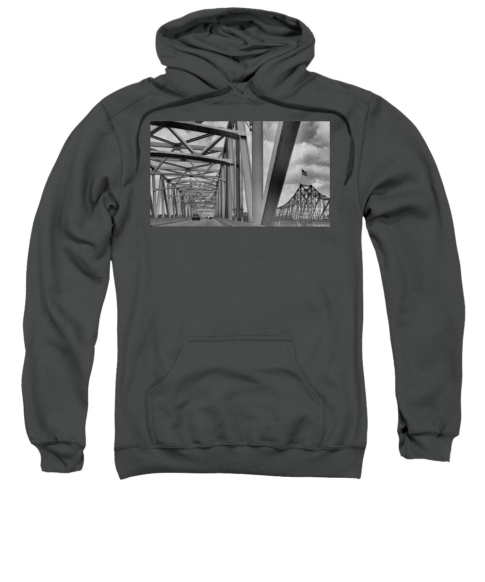 Crossing River Sweatshirt featuring the photograph Old Bridge New Bridge by Janette Boyd