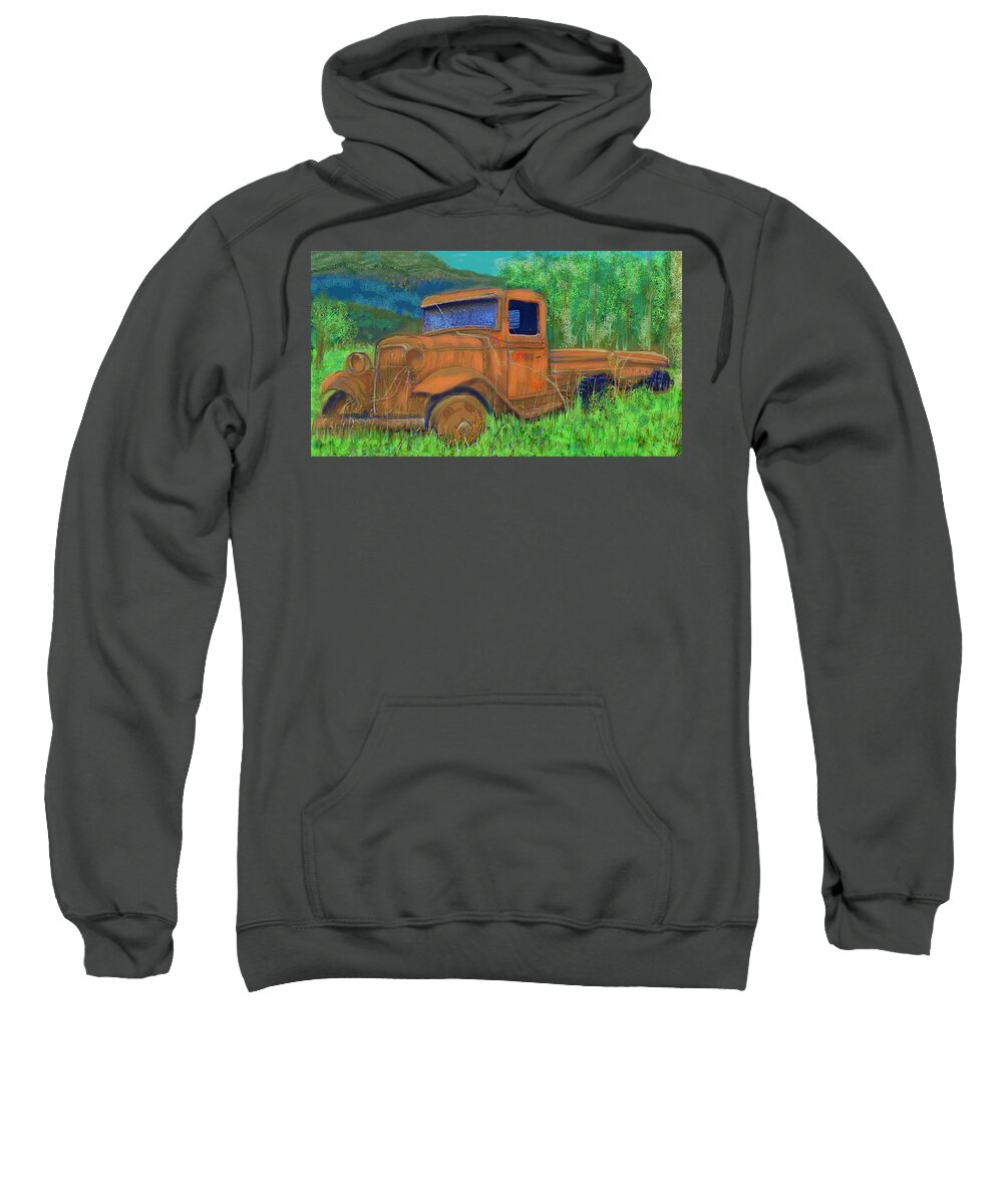 Truck Sweatshirt featuring the painting Old Canadian Truck by Hidden Mountain