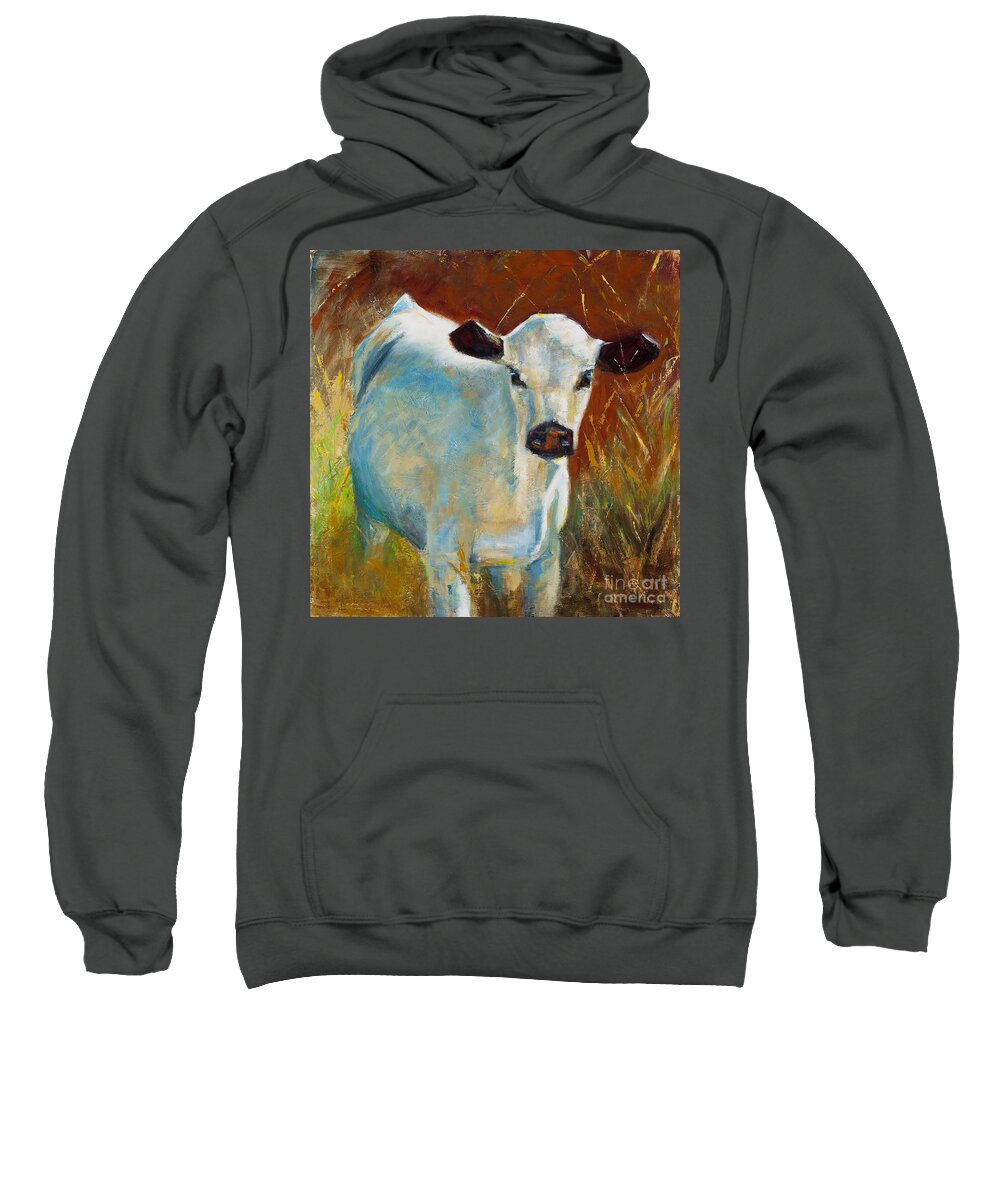 Cows Sweatshirt featuring the painting Once In A Blue Moon by Frances Marino